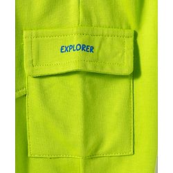 Babyhug French Terry Knit Full Length Track Pants with Pockets & Adventure Awaits Text Print - Limegreen