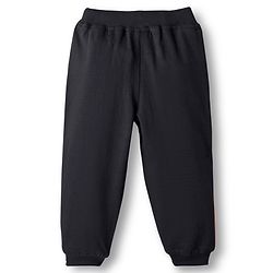 Babyhug French Terry Knit Full Length Lounge Pant With Text Print - Black