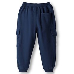 Babyhug French Terry Knit Full Length Lounge Pant With Text Print - Navy Blue