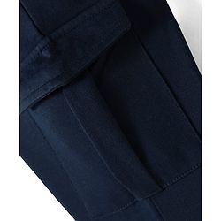 Babyhug French Terry Knit Full Length Lounge Pant with Text Print - Navy Blue
