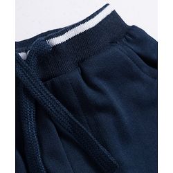 Babyhug French Terry Knit Full Length Lounge Pant with Text Print - Navy Blue