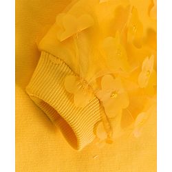 Babyhug Cotton Knit Full Sleeves Sweatshirt With Floral Applique - Yellow
