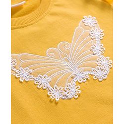 Babyhug Cotton Knit Full Sleeves Sweatshirt With Floral Applique - Yellow
