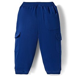 Babyhug French Terry Knit Full Length Lounge Pant with Pockets & Badge - Navy Blue