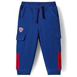 Babyhug French Terry Knit Full Length Lounge Pant with Pockets & Badge - Navy Blue