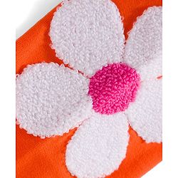 Babyhug 100% Cotton Knit Raglan Full Sleeves Sweatshirt With Floral Embroidery & Text Print - Orange
