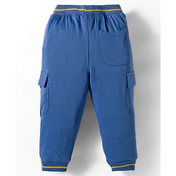 Babyhug French Terry Knit Full Length Solid Color Lounge Pant with Pocket - Blue