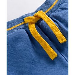 Babyhug French Terry Knit Full Length Solid Color Lounge Pant with Pocket - Blue