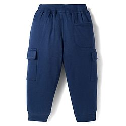 Babyhug French Terry Knit Full Length Lounge Pant with Patch - Navy Blue