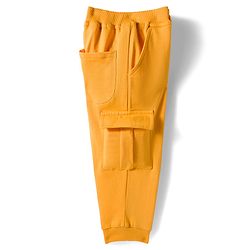 Babyhug French Terry Knit Full Length Lounge Pant With Text Print - Yellow