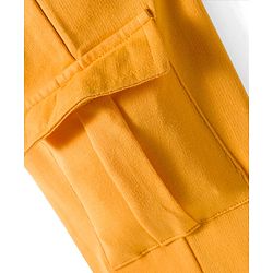 Babyhug French Terry Knit Full Length Lounge Pant With Text Print - Yellow