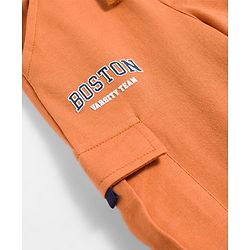 Babyhug Terry Knit Full Length Lounge Pant With Text Print - Orange