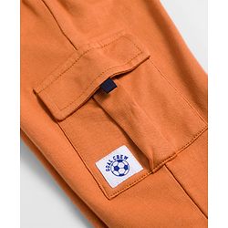 Babyhug Terry Knit Full Length Lounge Pant With Text Print - Orange