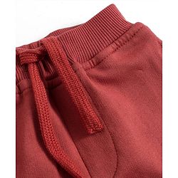 Babyhug French Terry Knit Full Length Lounge Pant With Text Patch - Brown