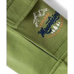 Babyhug French Terry Knit Full Length Lounge Pant with Text Embroidery - Olive Green
