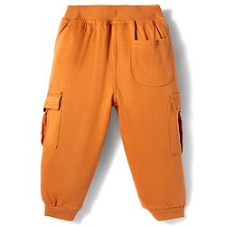 Babyhug French Terry Knit Full Length Lounge Pant With Text Patch - Brown