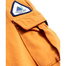 Babyhug French Terry Knit Full Length Lounge Pant With Text Patch - Brown