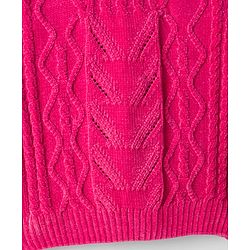 Babyhug Knit Full Sleeves Pullover Sweater with Cable Knit Design & Frill Detailing - Dark Pink