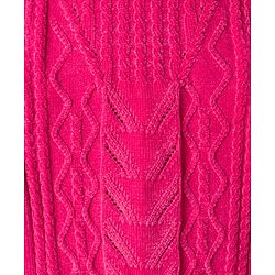 Babyhug Knit Full Sleeves Pullover Sweater with Cable Knit Design & Frill Detailing - Dark Pink