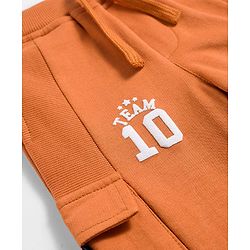 Babyhug French Terry Knit Full Length Lounge Pant with Text & Number Print - Brown