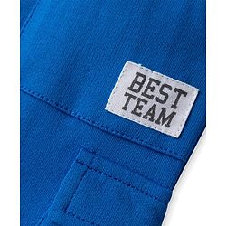 Babyhug French Terry Knit Full Length Lounge Pant With Text Badge - Blue