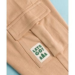 Babyhug French Terry Knit Full Length Lounge Pant With Text Print - Brown