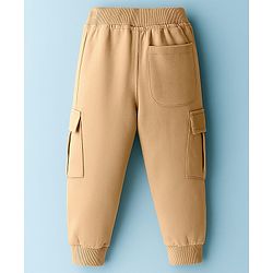 Babyhug French Terry Knit Full Length Lounge Pant With Text Print - Brown