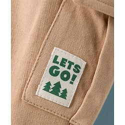 Babyhug French Terry Knit Full Length Lounge Pant With Text Print - Brown