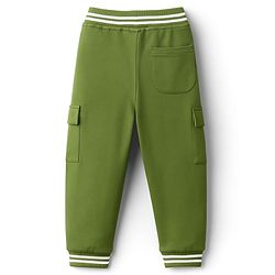 Babyhug French Terry Knit Full Length Lounge Pant with Pockets & Adventure Text Print - Green