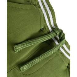 Babyhug French Terry Knit Full Length Lounge Pant with Pockets & Adventure Text Print - Green