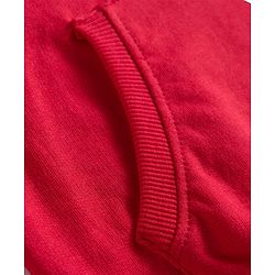 Babyhug Cotton Knit Full Sleeves Sweatshirt With Floral Embroidery & Kangaroo Pockets - Red