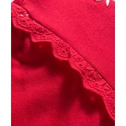 Babyhug Cotton Knit Full Sleeves Sweatshirt With Floral Embroidery & Kangaroo Pockets - Red