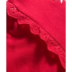 Babyhug Cotton Knit Full Sleeves Sweatshirt With Floral Embroidery & Kangaroo Pockets - Red