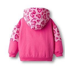 Babyhug Cotton Knit Full Sleeves Hooded Sweatjacket With Heart Print & Kangaroo Pockets - Pink