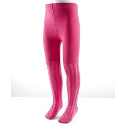 Cute Walk by Babyhug Cotton Knit Anti Bacterial Tights With Cable Knit Design - Dark Pink