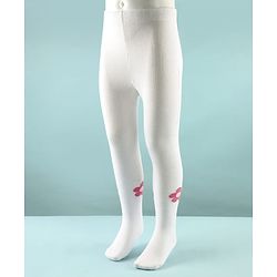 Cute Walk by Babyhug Cotton Knit Anti Bacterial Tight With Floral Design - White