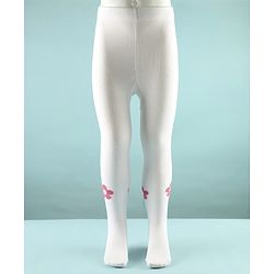 Cute Walk by Babyhug Cotton Knit Anti Bacterial Tight With Floral Design - White