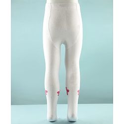 Cute Walk by Babyhug Cotton Knit Anti Bacterial Tight With Floral Design - White