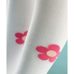 Cute Walk by Babyhug Cotton Knit Anti Bacterial Tight With Floral Design - White