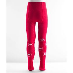Cute Walk by Babyhug Cotton Knit Anti-bacterial Footed Tights with Heart Print - Red