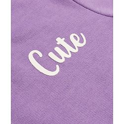 Babyhug Cotton Knit Full Sleeves Overlapped Sweatshirt With Teddy Bear Applique - Purple