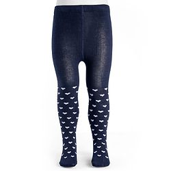 Cutewalk by Babyhug Cotton Knit Anti Bacterial Footed Tights With Heart Design - Navy Blue