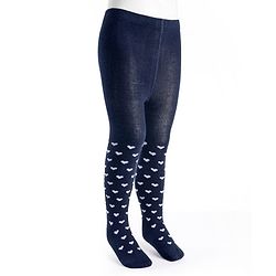 Cutewalk by Babyhug Cotton Knit Anti Bacterial Footed Tights With Heart Design - Navy Blue