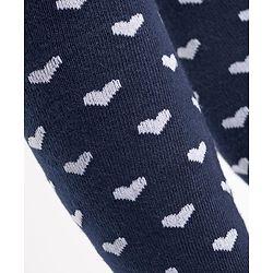 Cutewalk by Babyhug Cotton Knit Anti Bacterial Footed Tights With Heart Design - Navy Blue
