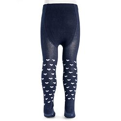 Cutewalk by Babyhug Cotton Knit Anti Bacterial Footed Tights With Heart Design - Navy Blue