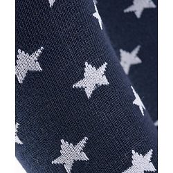 Cutewalk by Babyhug Cotton Knit Anti Bacterial Footed Tights With Star Design - Navy Blue
