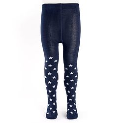Cutewalk by Babyhug Cotton Knit Anti Bacterial Footed Tights With Star Design - Navy Blue