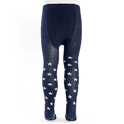 Cutewalk by Babyhug Cotton Knit Anti Bacterial Footed Tights With Star Design - Navy Blue