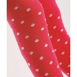 Cute Walk by Babyhug Cotton Knit Anti-Bacterial Tights with Polka Dots Design - Red