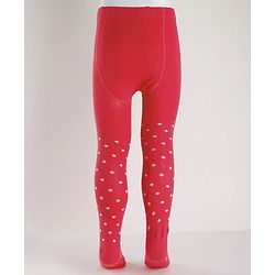 Cute Walk by Babyhug Cotton Knit Anti-Bacterial Tights with Polka Dots Design - Red